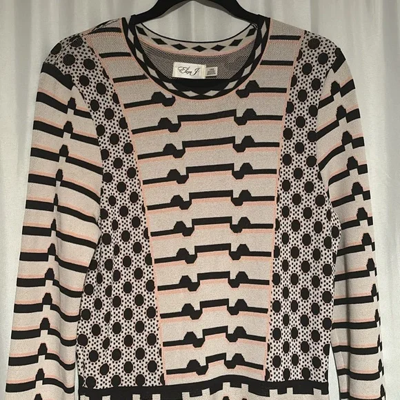 Eliza J Artwork Jacquard Sweater Dress Long Sleeve Fit & Flare size Large NWT - Picture 5 of 9